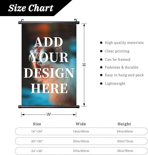 Miniatura 3 de QXYIYBU Póster colgante personalizado, diseño personalizado de tu propia foto, logotipo, texto, arte de pared, marco de madera ajustable, póster de