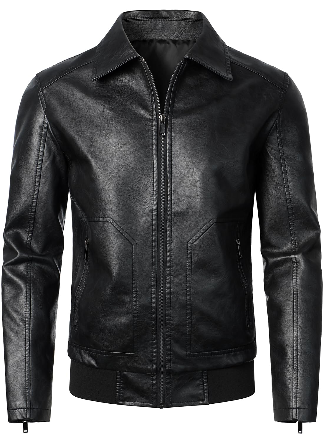 Mens Faux Leather Bomber Jacket Classic Style Motorcycle Jackets