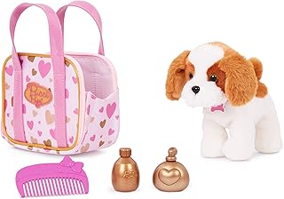 Pucci Pups – Toy Dog – Plush Puppy – Dog Carrier – Toy Shih Tzu – 2 Years + – Pink & Gold Heart Tote Bag & Shih Tzu Pup