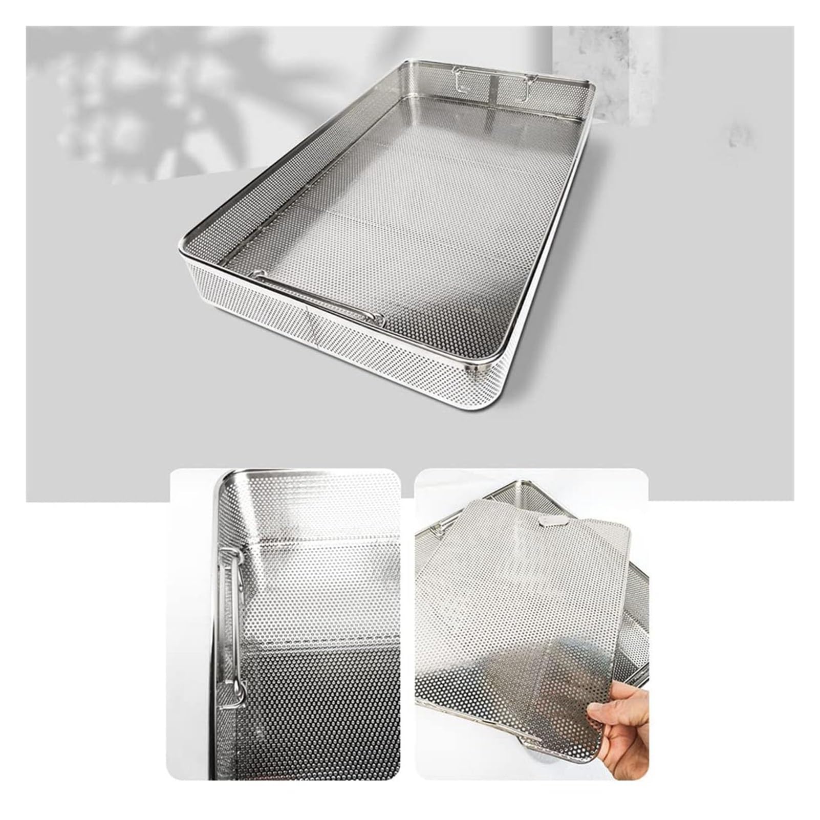 Vassoio per Sterilizzazione in Acciaio Inox 304，Cassetta Igienica per Strumenti Odontoiatrici e Ospedalieri, Design Modulare per Autoclave(25 * 17 * 7cm)
