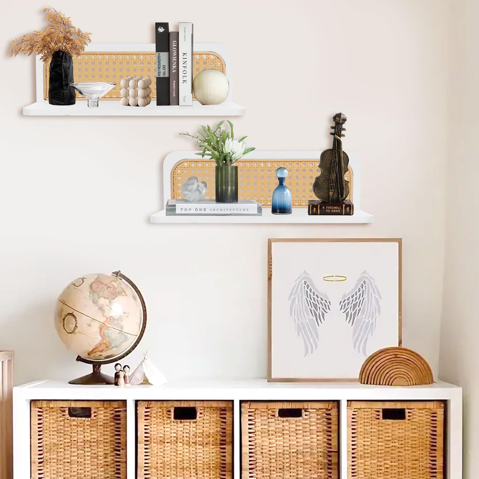 Étagère Murale Bohème En Bois Pin - Forme Arche - Fixation Cachée - Déco Salon Ou Chambre