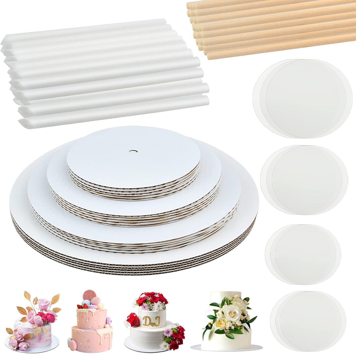 Worldity 230PCS Cake Boards Tiering Kit, 12 Inch,10 Inch