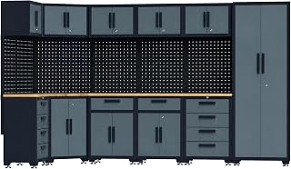 16-Piece Corner Garage Storage Cabinet System - Corner Workshop Set