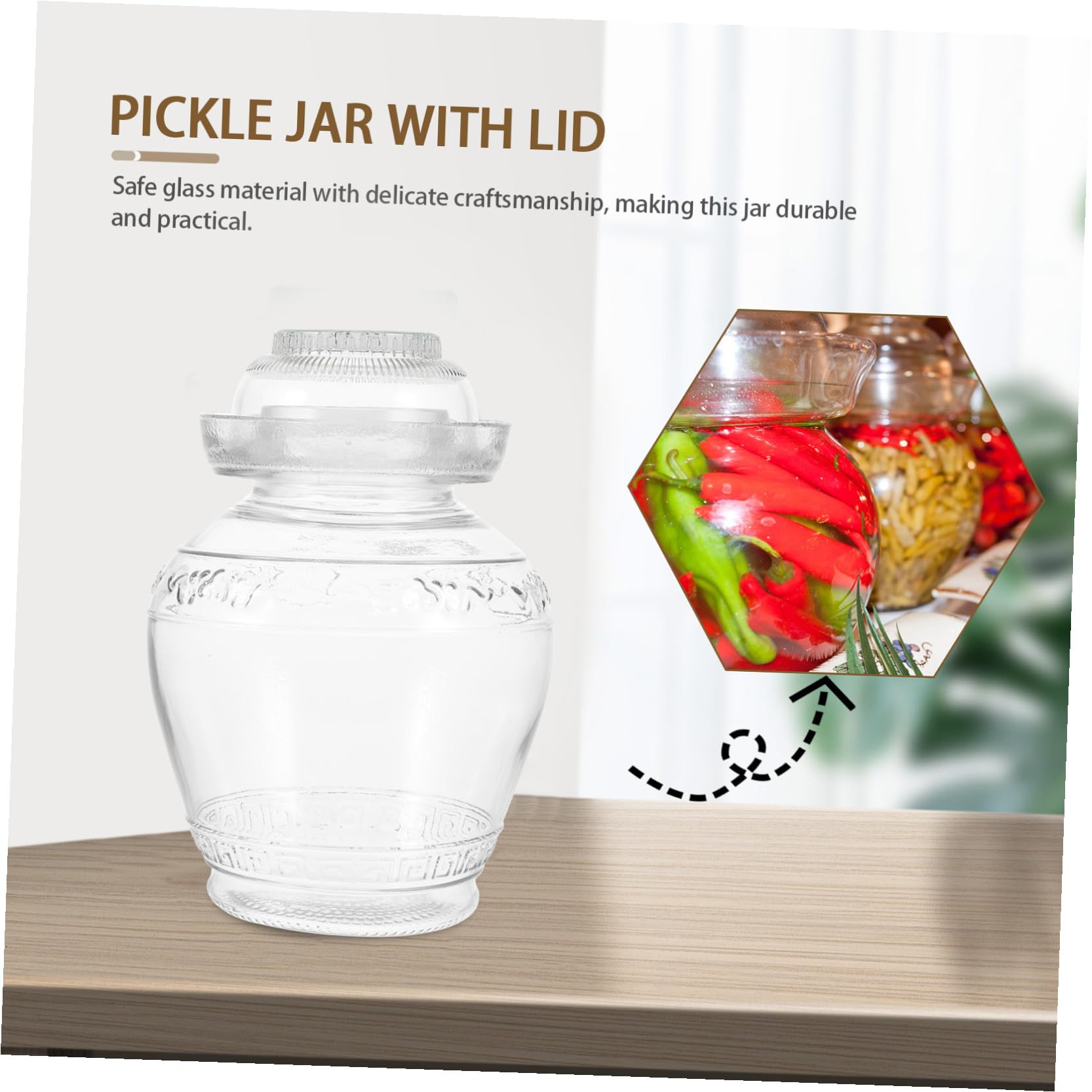 Tarro de Cristal Transparente para Encurtidos 2,5 Kg Tapa Hermética, Recipiente de Vidrio para Verduras Fermentadas y Almacenamiento en Cocina