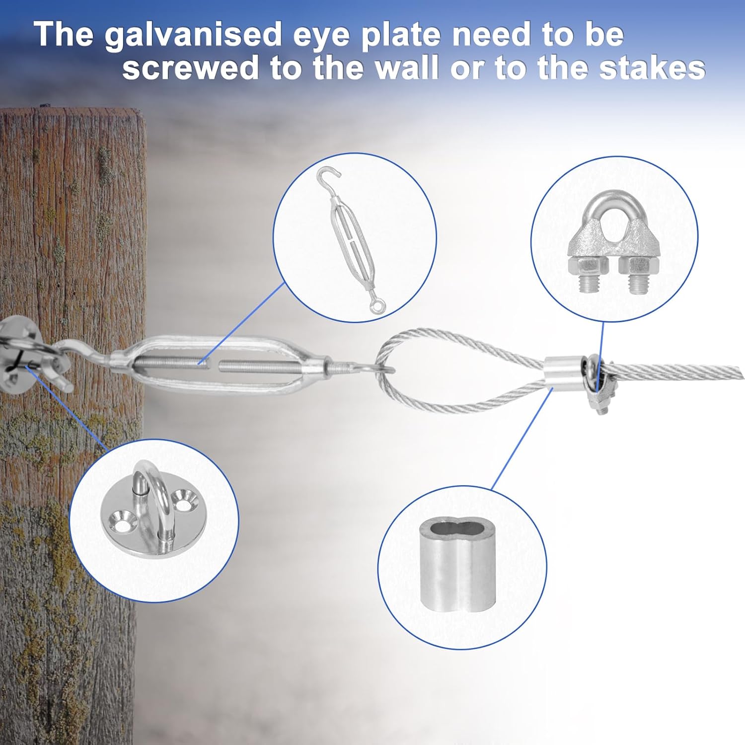 Batting Cage-Netting Wire Tension Kit for 55ft/70ft,Adjustable Batting Cage Suspension Net Kit, Batting Cage Net Hanging Kit for Baseball and Softball