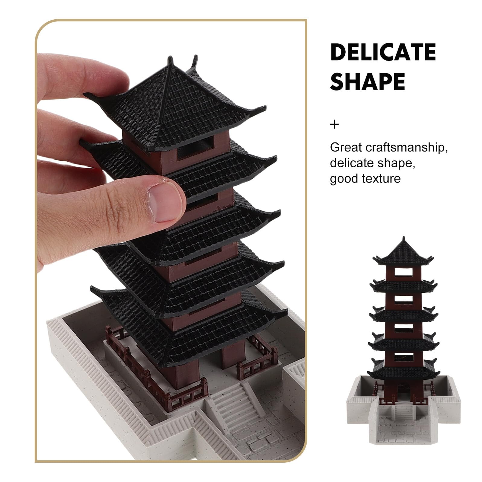 TOPPERFUN Miniatura di Torre Cinese a Cinque Piani Statua Decorativa per Bonsai e Acquari Statuetta da Giardino Asiatica per Terrari e Decorazione Casa