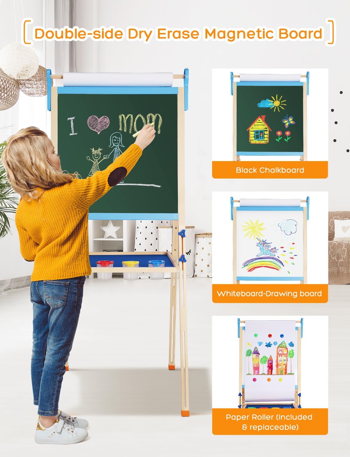 YOHOOLYO Kids Easel High and Plastic Easel Low Kids Toddler Art Gift for Girls and Boys 2 PCS