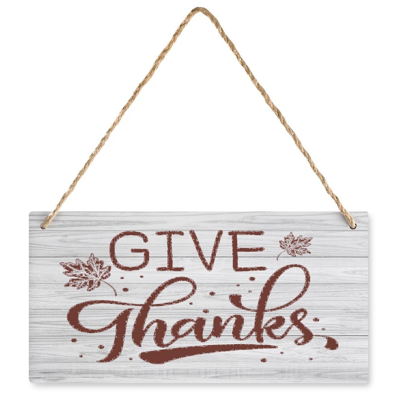 Thanksgiving Wood Hanging Sign - Give Thanks | Inspirational Bedroom Wall Decor | Ideal for Thanksgiving & Gratitude Spaces | 12X6 Inch