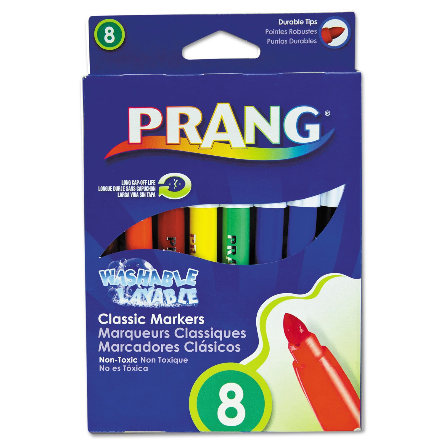 Prang 80680 Washable Markers, Eight Assorted Colors, 8/Set