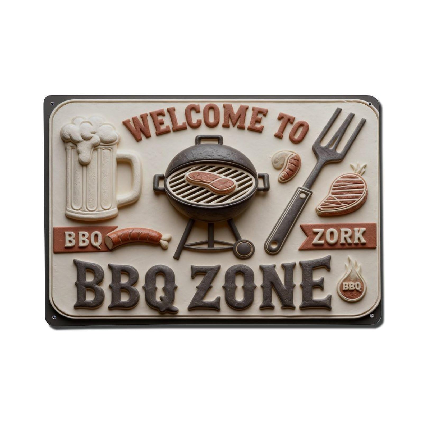 Iageret Vintage Barbecue Grill Beer Meat Fork Metal Tin Sign Retro Wall Decor, Bar Garage Cafe Kitchen Home Wall Art Poster Decoration 8X12inches