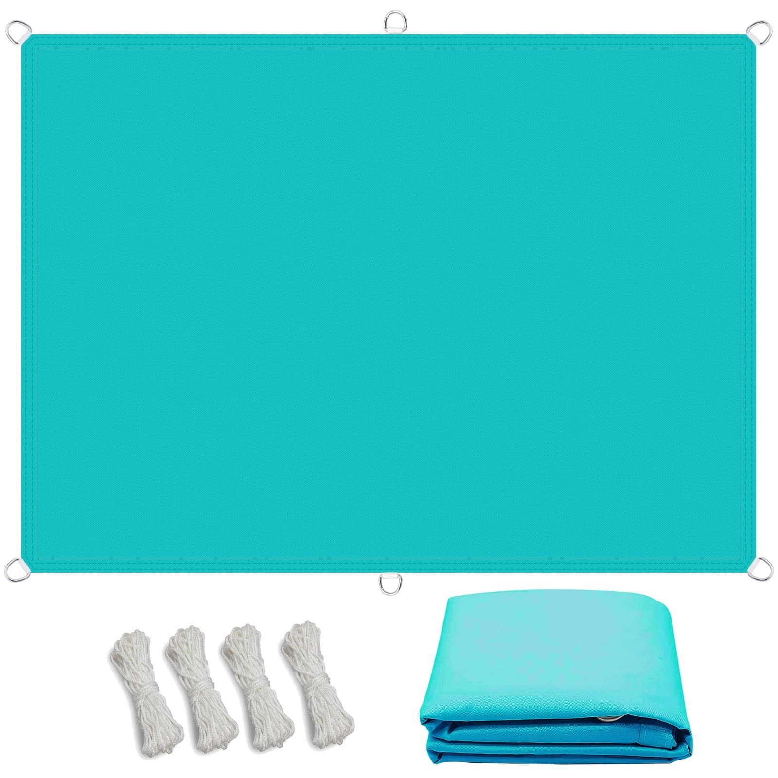 Voile d'ombrage bleu ciel carré 1.8x3 m en polyester anti-déchirure avec corde