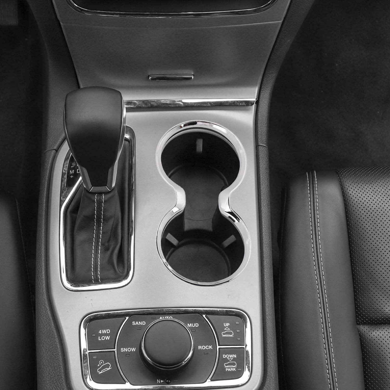 Jimen Compatible with Jeep Grand Cherokee 2011-2021, Front Cup Holder Cover Trim (Chrome)