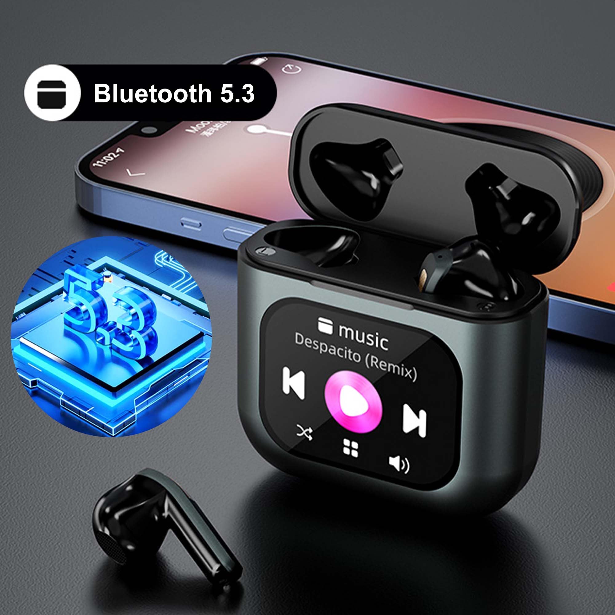 Auriculares in-ear Bluetooth, caja de carga inteligente con pantalla táctil, gran pantalla con cancelación de ruido, auriculares deportivos para juegos, dormir, auriculares de alta fidelidad, varios
