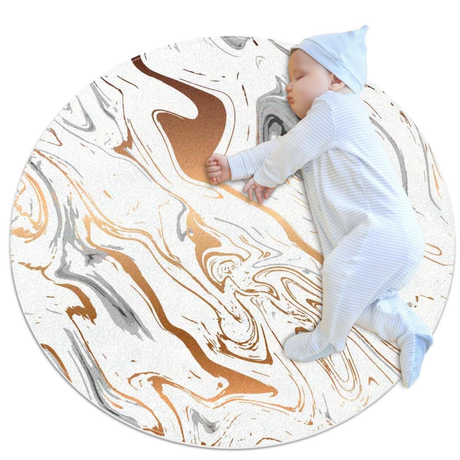 Tapis rond chambre abstrait 70cm petit tapis de sol moderne et graphique