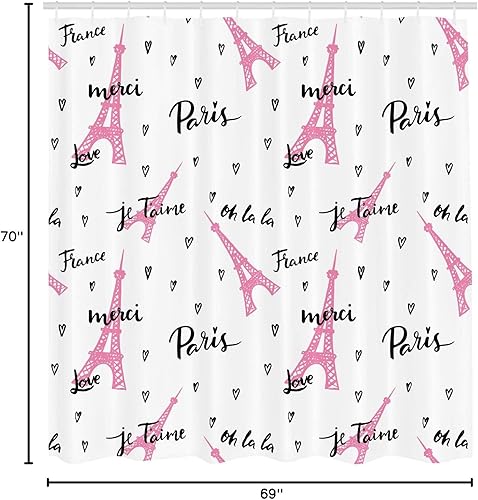 Miniatura 5 de Ambesonne Decor Collection, juego de cortina con ganchos para regadera