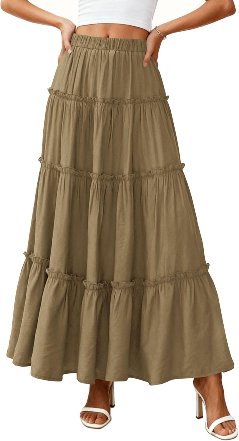 PRETTYGARDEN Boho Maxi Skirts for Women Trendy Summer 2026 Spring Long Flowy A Line Tiered Skirt Beach Vacation Clothes Dress - Image 4