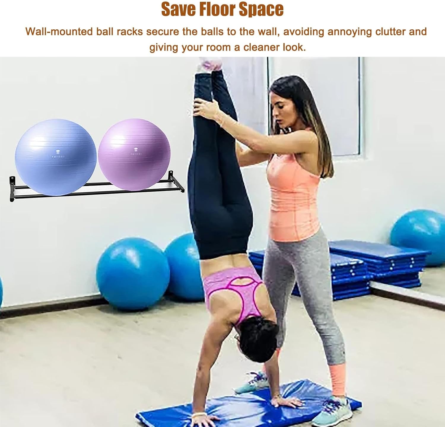 Wall Mount Yoga Ball Holder White, Adjustable Yoga Ball Storage Rack, Home Gym Large Small Ball Organizer- Exercise/Yoga/Stability/Balance Balls (Size : Length - 245 cm (96 1/2"))