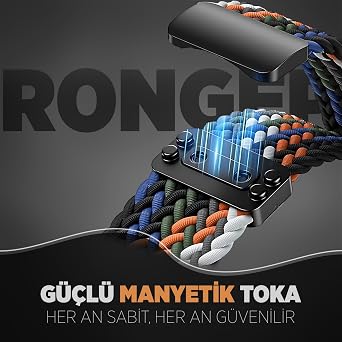 Rongep [Örgü Loop] Samsung Galaxy Watch 8 44mm/40mm/Classic 46mm ile Uyumlu Kordon Manyetik Toka Konforlu Samsung Watch 8 44mm Kordonu Terletmeyen Elastik Kumaşlı Galaxy Watch 8 Kordon