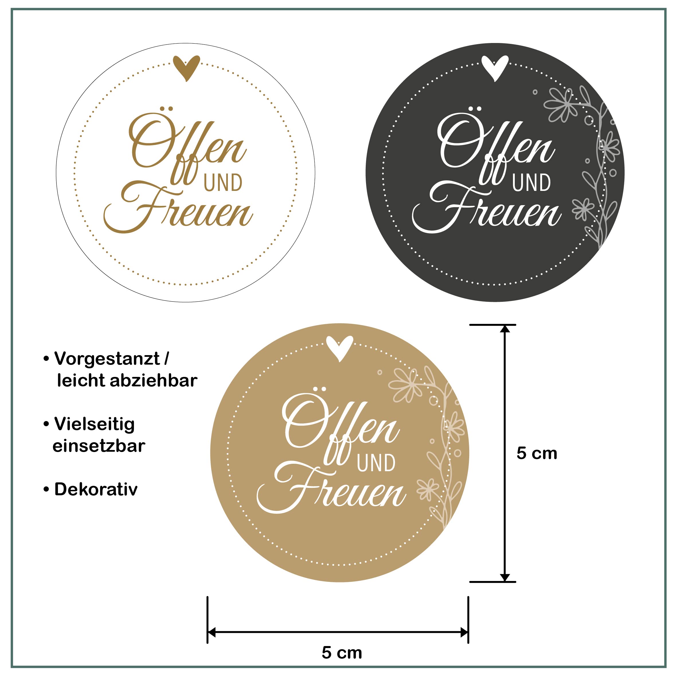 Roll Labels 50 x 50 mm (Open and Rejoice), Open and enjoy, Klein - Image 2