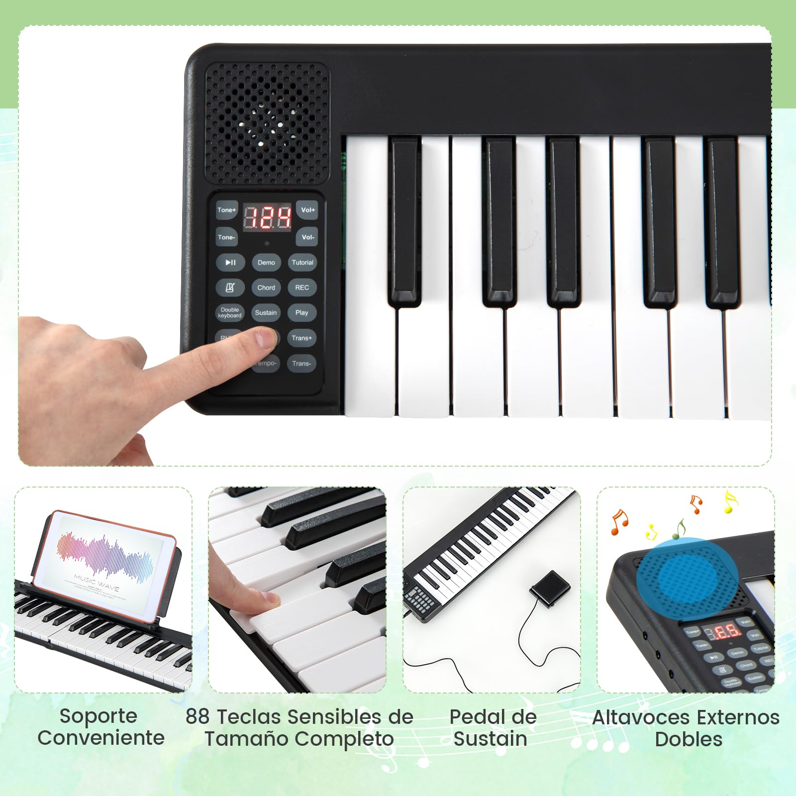 COSTWAY Teclado Eléctrico con 88 Teclas