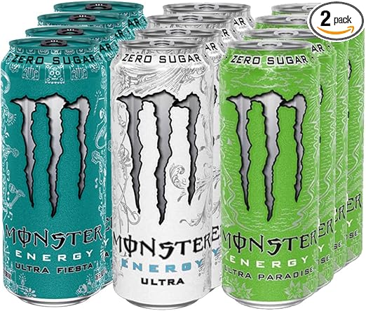 Monster Energy Ultra Zero Sugar Mixed Case (500ml x 12) with Free Sticker  Pack - Ultra Zero, Ultra Violet, Ultra Paradise