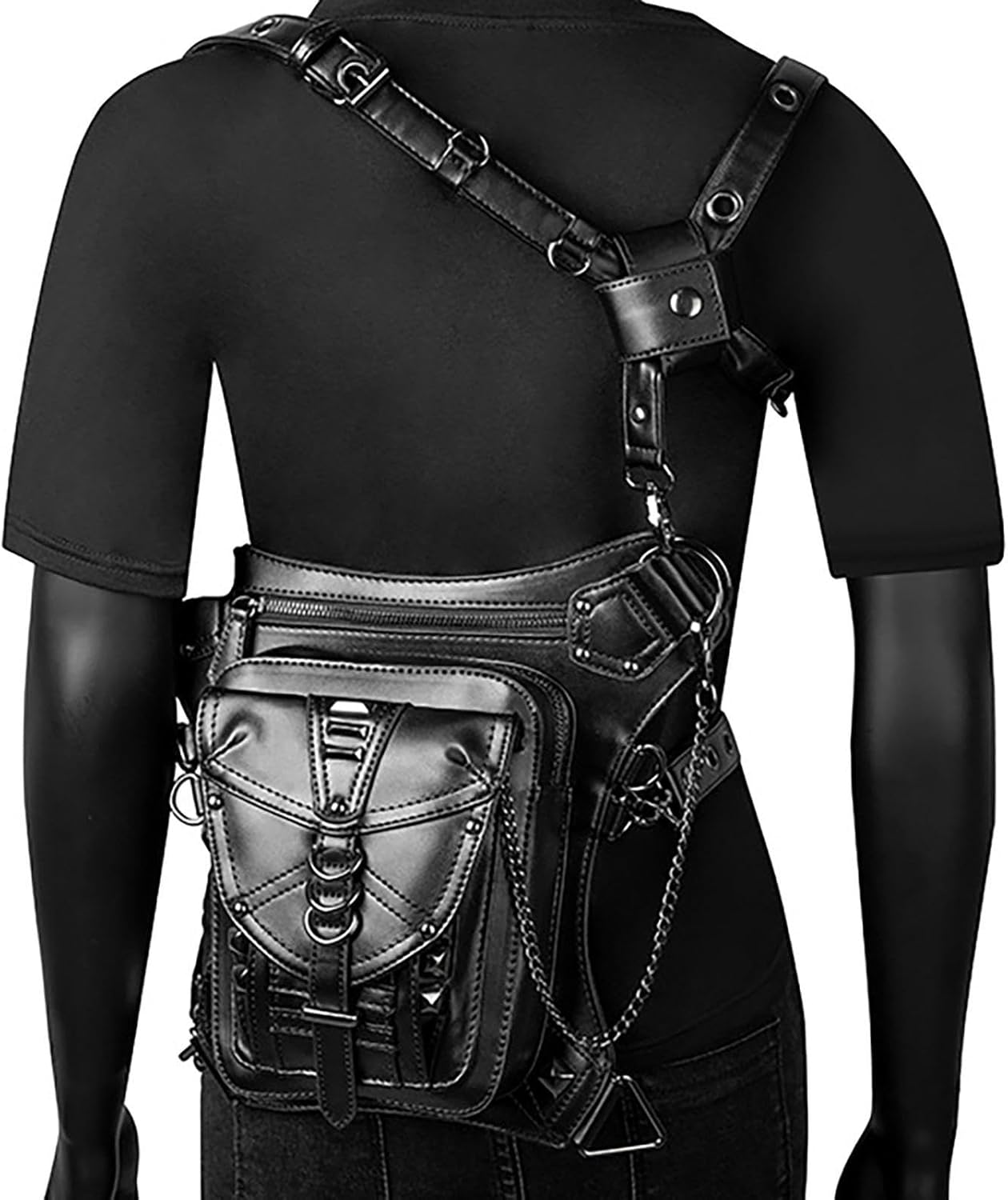 Medieval Belt Pouch | Drop Leg Bag Waist Leg Bag PU Leather Steampunk Pouch | Retro Punk Waterproof Strap Belt Steampunk for Girls Travel Women Hiking
