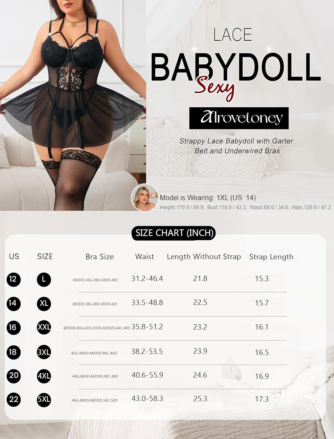 Plus Size Lingerie For Curvy Women Ruffle Lingerie Set Sexy Lace Lingerie Set Garter Belt With Stockings - Image 9