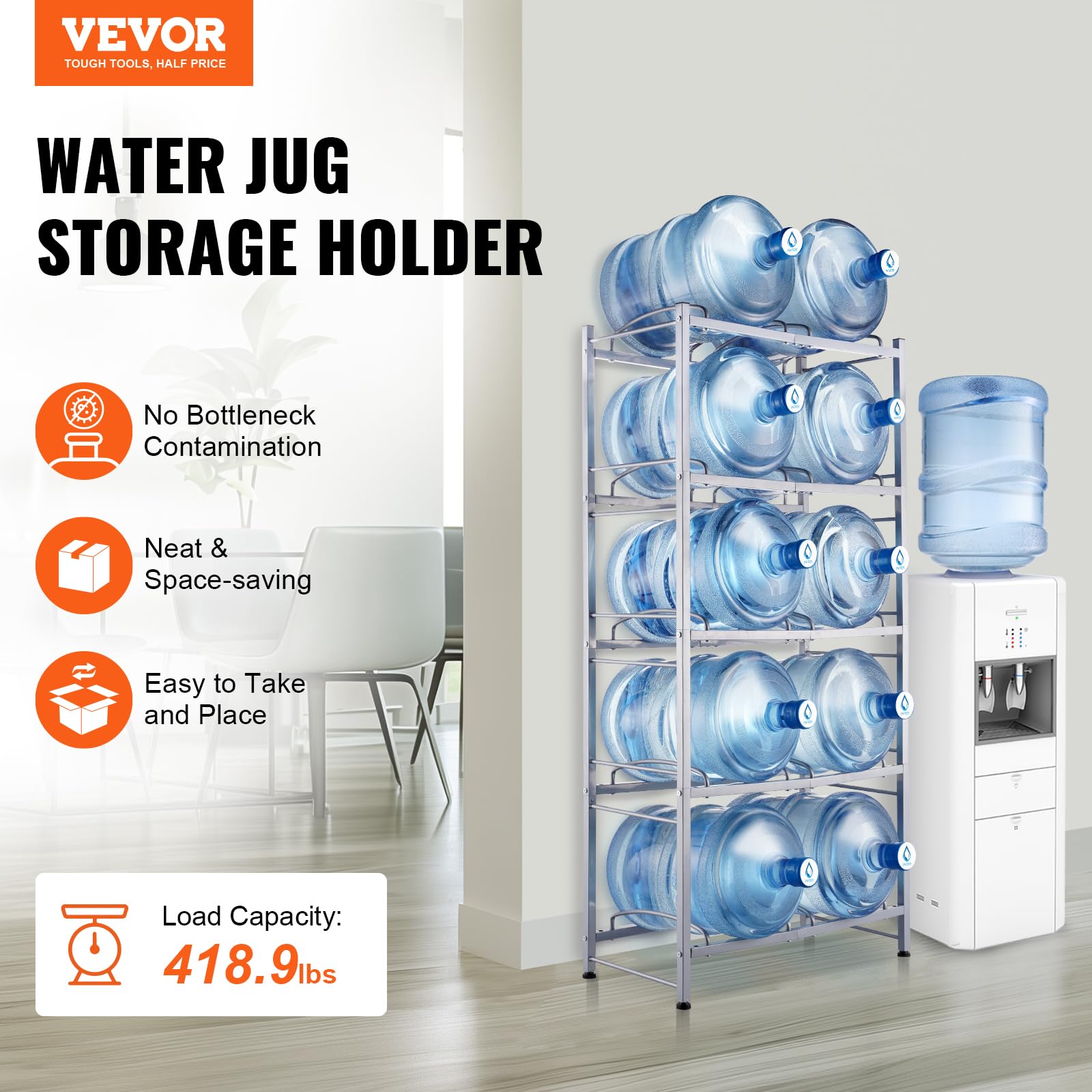 VEVOR 5-Tier Water Jug Rack - Organize Your Bottles! -2 VEVOR 5-Tier Water Jug Rack - Organize Your Bottles! -2
