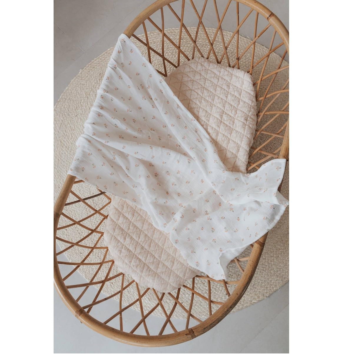 BAMBOOM Sábana para cuna de 110 x 140 cm con funda de almohada Print Rosehip