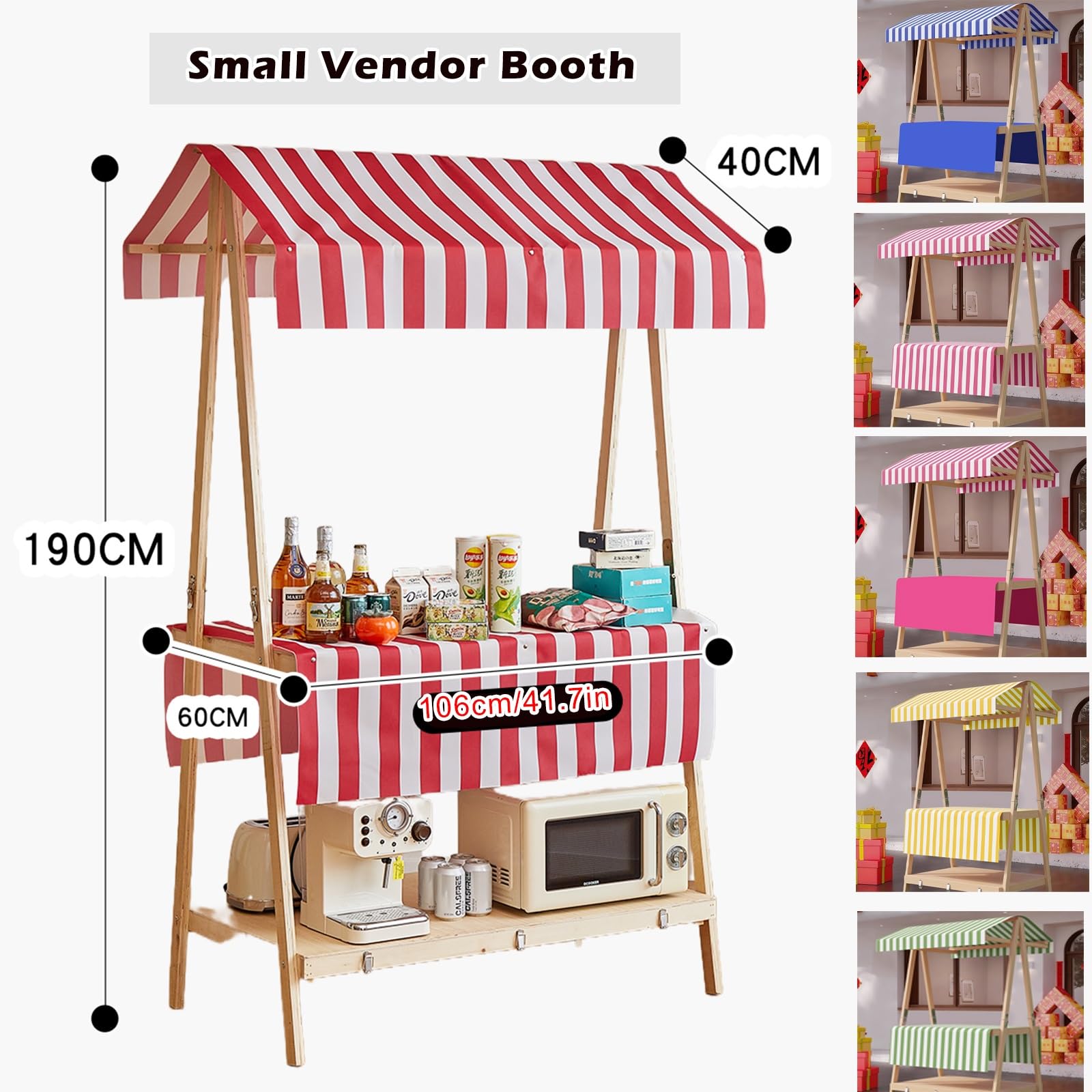 Marktstand, Imbisswagen Kunstfestival-Standdisplay, Breiter 60 cm Großer, Zusammenklappbarer Marktstand-Displayständer Freien, Verkaufstheken(106x60cm/41.7x23.6in)