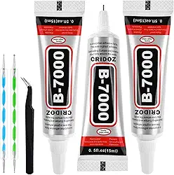 cridoz Cola de Strass B7000 para Fazer Joias, Cola Transparente para Artesanato Cola de Tecido com Pontas de Precisão Canetas Pontilhadas para Pedra de Metal Nail Art Beading Madeira Vidro 0,5 Fl Oz,