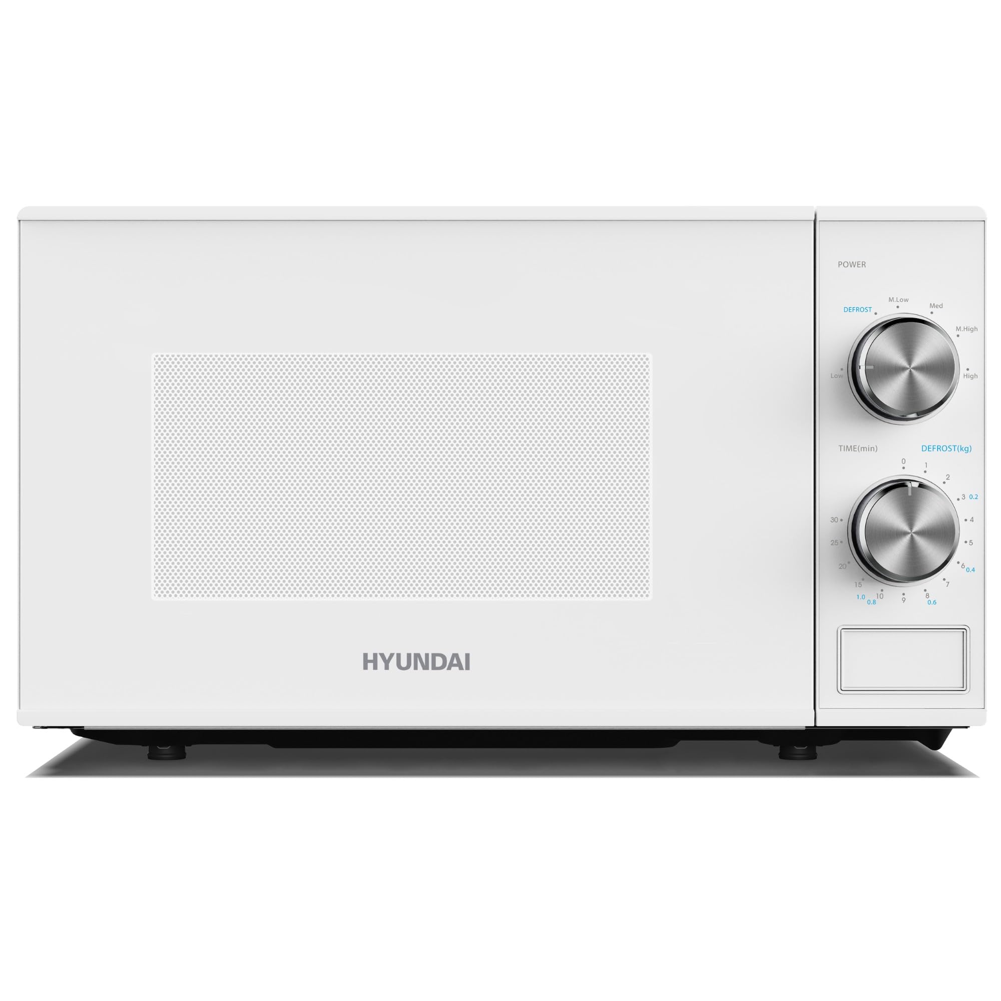 Hyundai 800W 20L White Solo Microwave, Dial Control, Stainless Steel Interior, Defrost Function, 6 Power Levels, 24.5cm Turntable 2 Years Warranty
