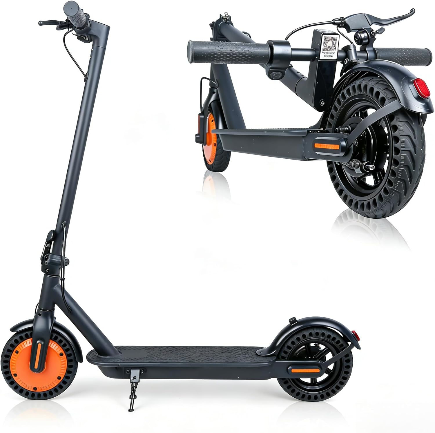 Electric Scooter for Adults& Teens,Folding E-Scooter with 8.5-inch Solid Tires,350W Motor,16-25 Mph Top Speed&16/21 Miles，Commuter Scooter with EABS and Rear Drum Brakes