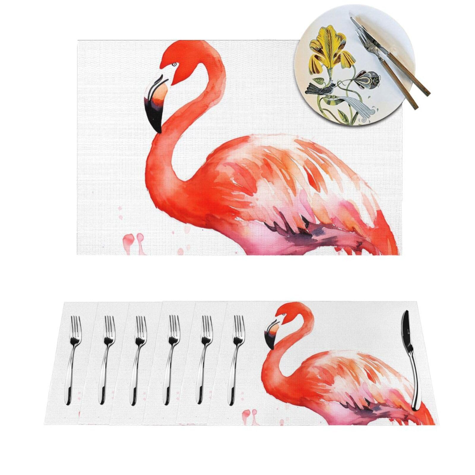 Set de table PVC résistant à la chaleur vinyle lavable flamants roses