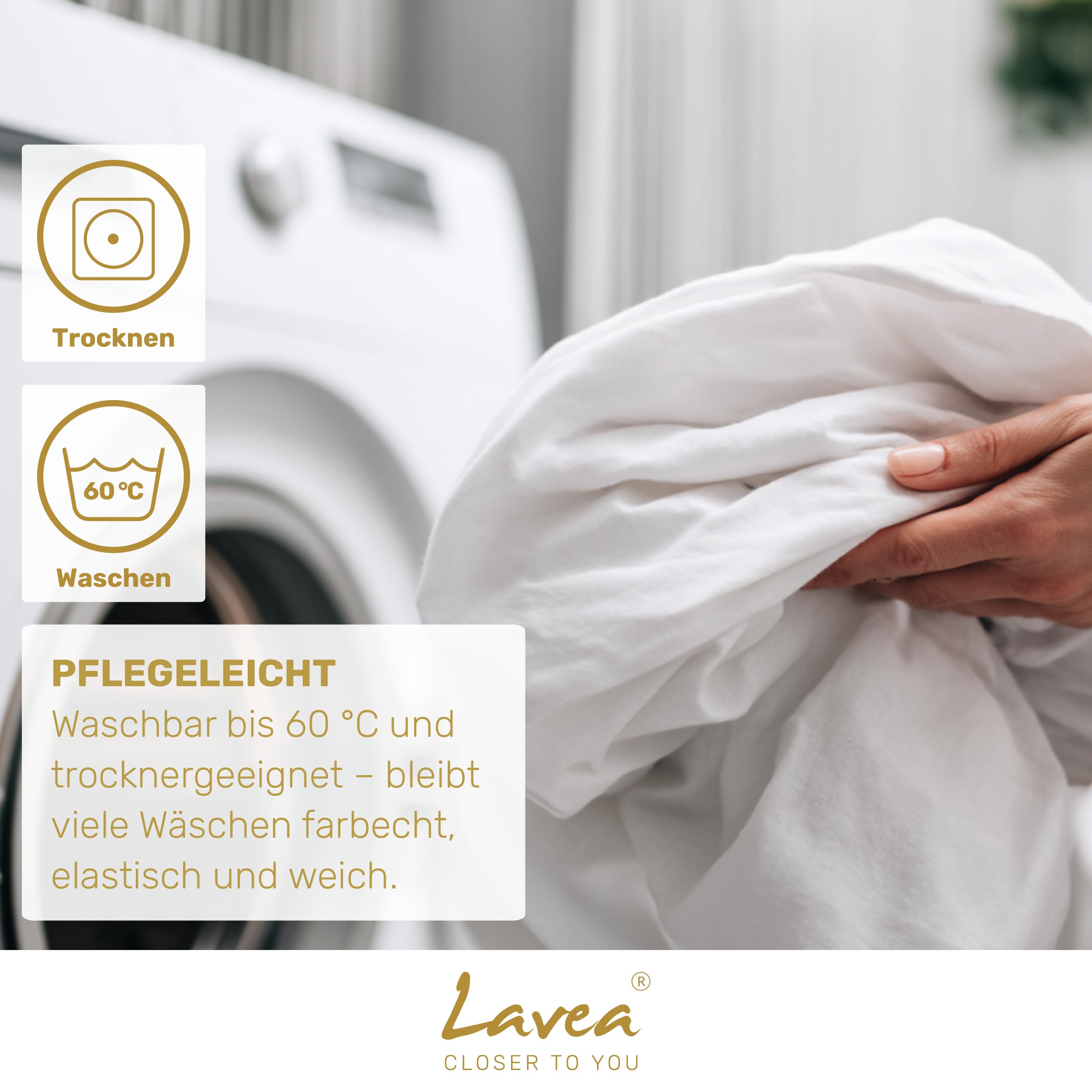 Lavea® 2er Pack Spannbettlaken 200x220cm – Creme Naturweiß | 100% Baumwolle – Für Boxspringbetten und Wasserbetten – Für Matratzen bis ca. 35 cm Höhe – Formstabil