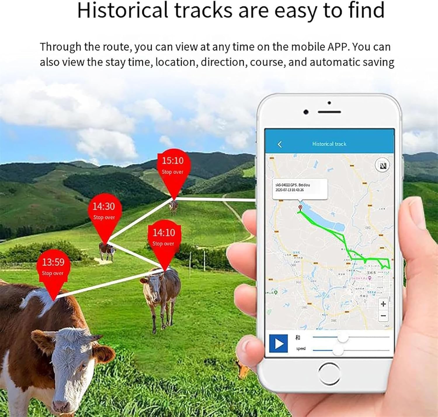 Rastreador solar de animales, rastreador GPS for vacas, seguimiento histórico, posicionamiento en tiempo real, resistente al agua, apto for ganado vacuno, ovino, equino, camello y fauna silvestre.