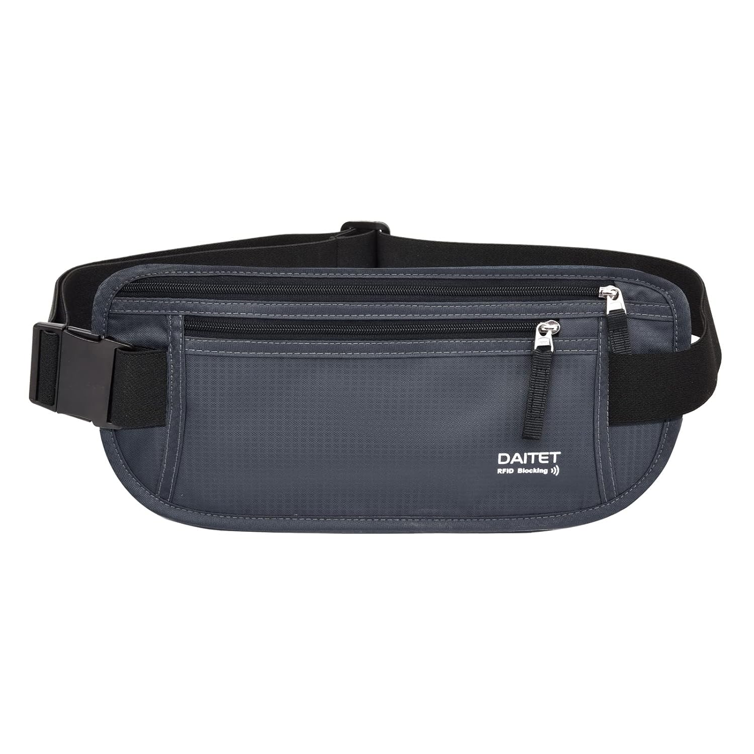 RFID Blocking Money Belt for Men Women, Slim Fanny Pack for Travel,Running,Conceal Waist Wallet for Passport Holder,Phone,Cash(Black Dark Grey)