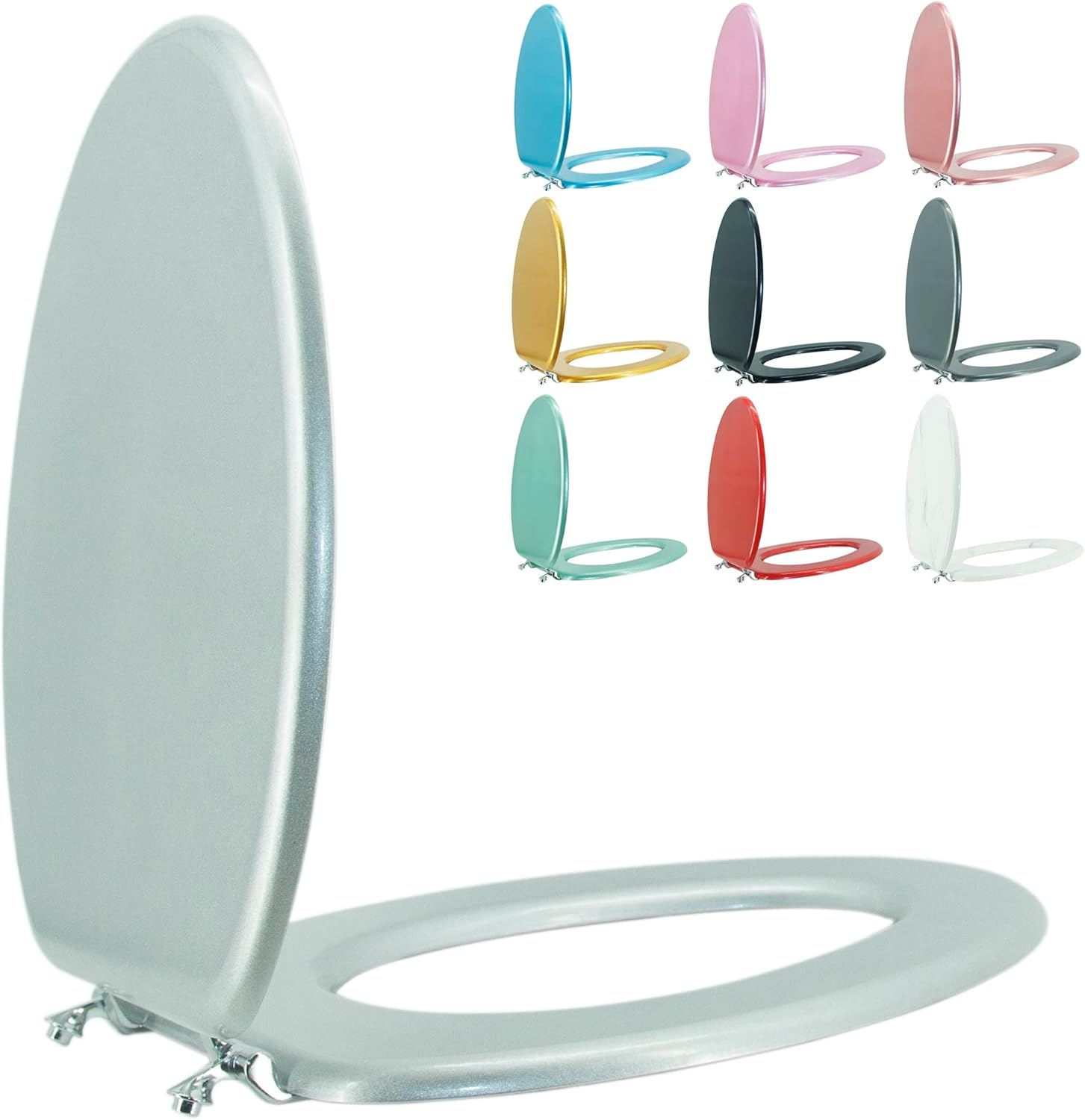 BLOFDE Elongated Toilet Seat Wood Toilet Seat Prevent Shifting with