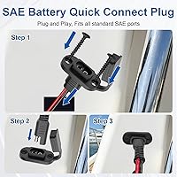 Vista 3 de Linkstyle 2 piezas de enchufe de alimentación SAE de 1 pie 10 AWG puerto de pared lateral a conector de junta tórica, cable de extensión SAE