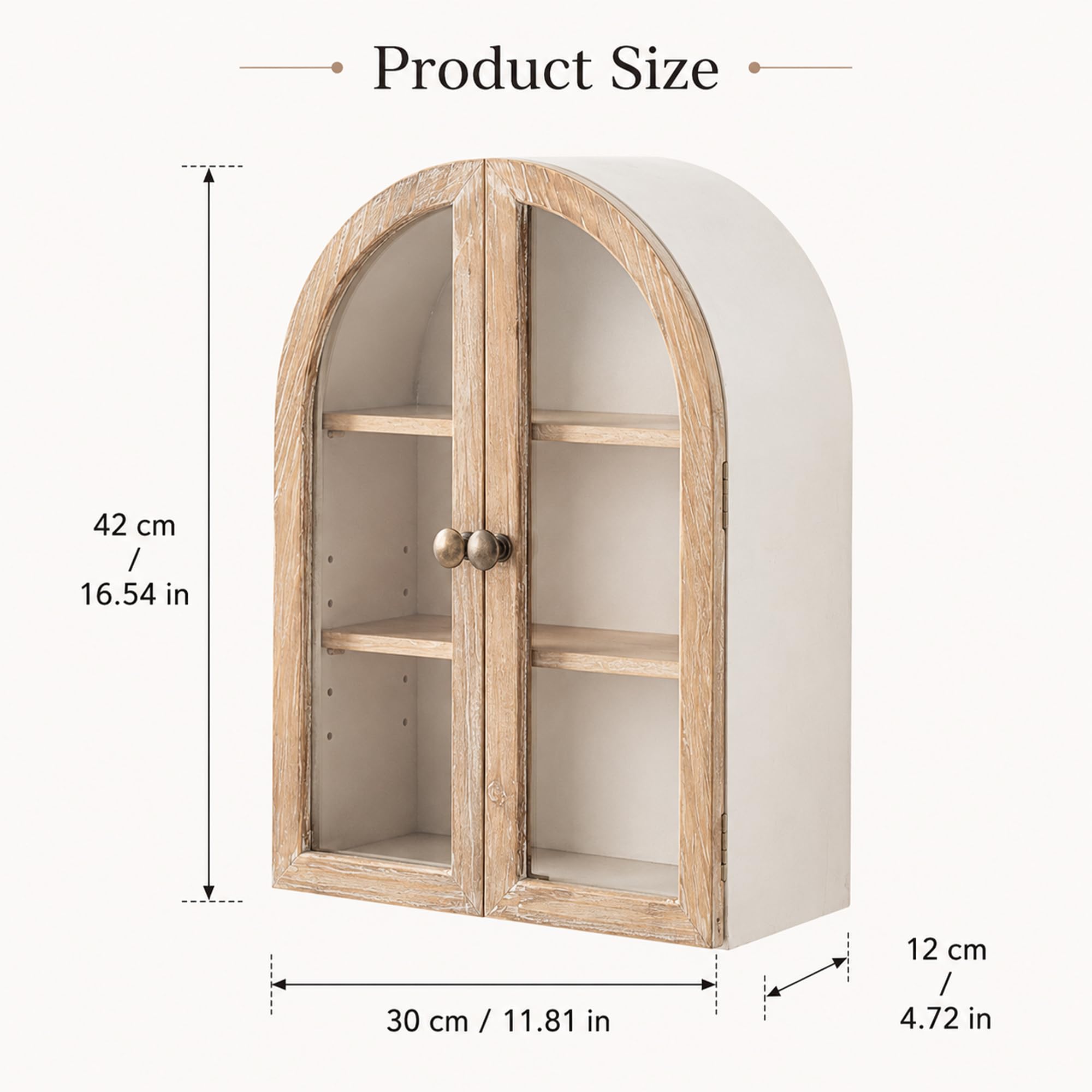 Armario de Pared Vintage con Puertas de Cristal y Estantes Ajustables