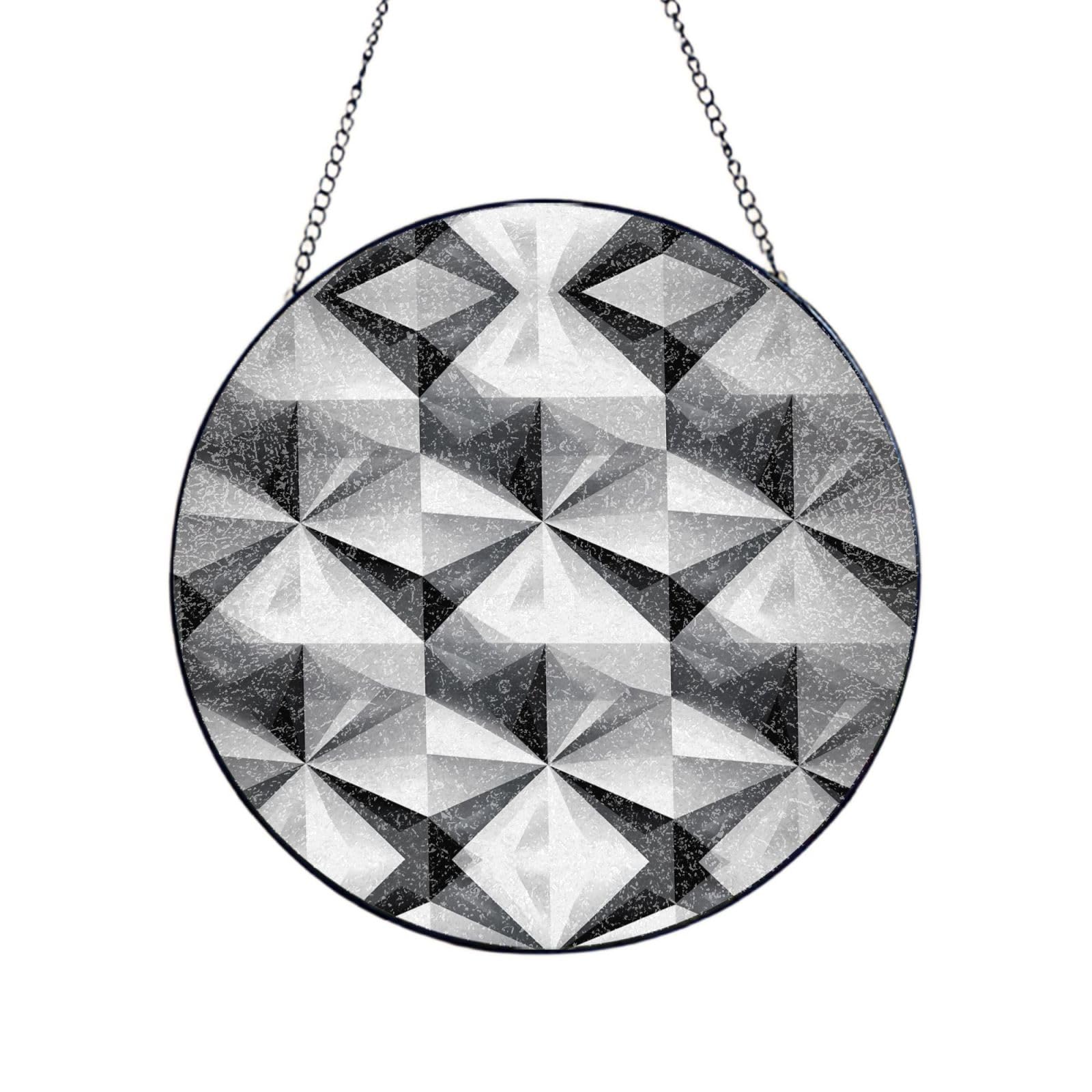 Phayah Rhombic Print Glass Window Hanging Sun Catchers Suncatcher Decor For Birthday For Home Garden Porch 10in（25cm）