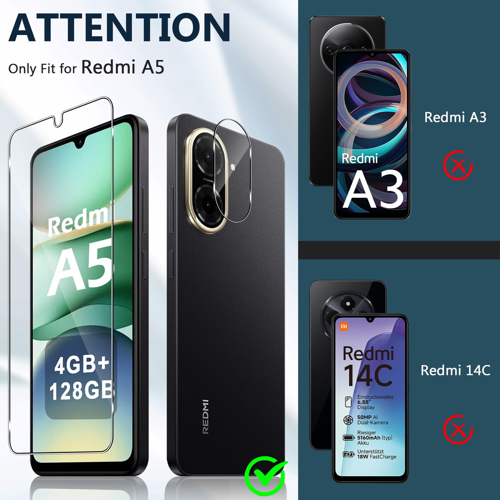 3x Anti-Riflesso Vetro Pellicola Protezione Per Xiaomi Redmi A5 - Foto 12