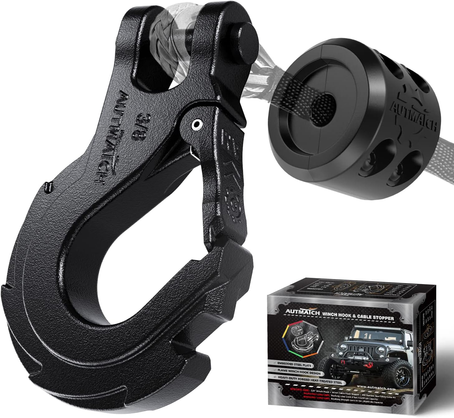 2024 Winch Cable Hook Stopper Rubber ATV Winch Rope Line Saver For UTVs Orvs Suv Trucks Trailers