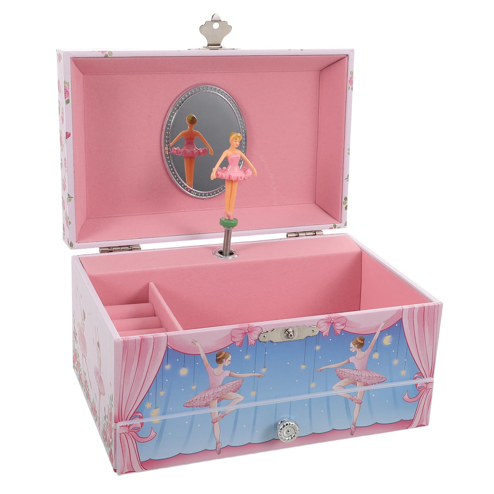 Caja de Melodías de Ballet para Evitar Pérdida de Joyas con Compartimentos de Cuerda Seguros