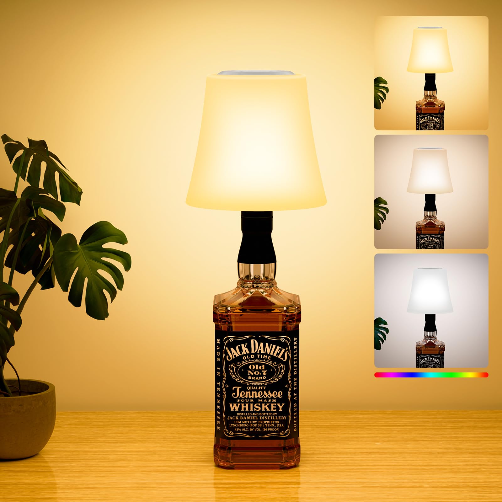 Suright Flaschenlampe Aufsatz LED Aufladbar, Akku Tischleuchte Kabellos|Stufenlos Dimmbar|3 Farbmodi+RGB Mood Light| IP54 Wasserdicht Tischlampe für Outdoor Esszimmer Wohnzimmer (Ohne Flaschen)