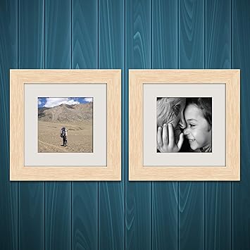 ArtzFolio Wall & Table Photo Frame D479 Natural Brown 6x6inch;Set of 2 PCS with Mount