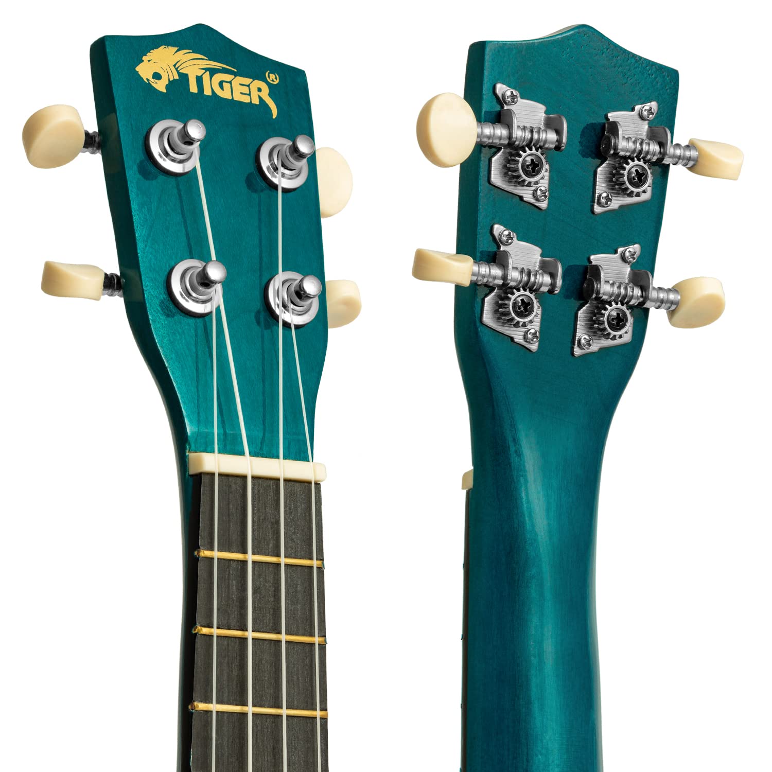 TIGER UKEKIT-TB ukulele sopranowe dla początkujących, zawiera torbę na koncerty, filcową kostkę, zapasowy zestaw strun jest teraz wyposażony w struny Aquila - turkusowy niebieski