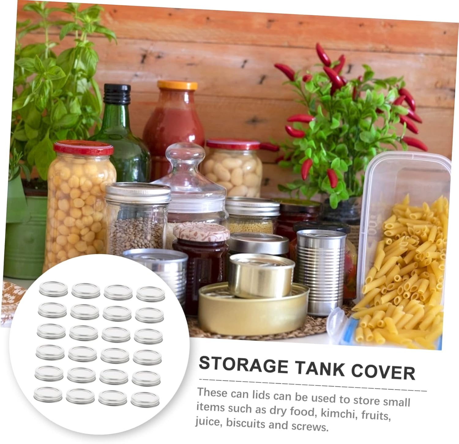 KICHOUSE 50sets Tinplate Mason Jar Lids Split-type Jar Covers for Small Airtight Lid for Food Storage