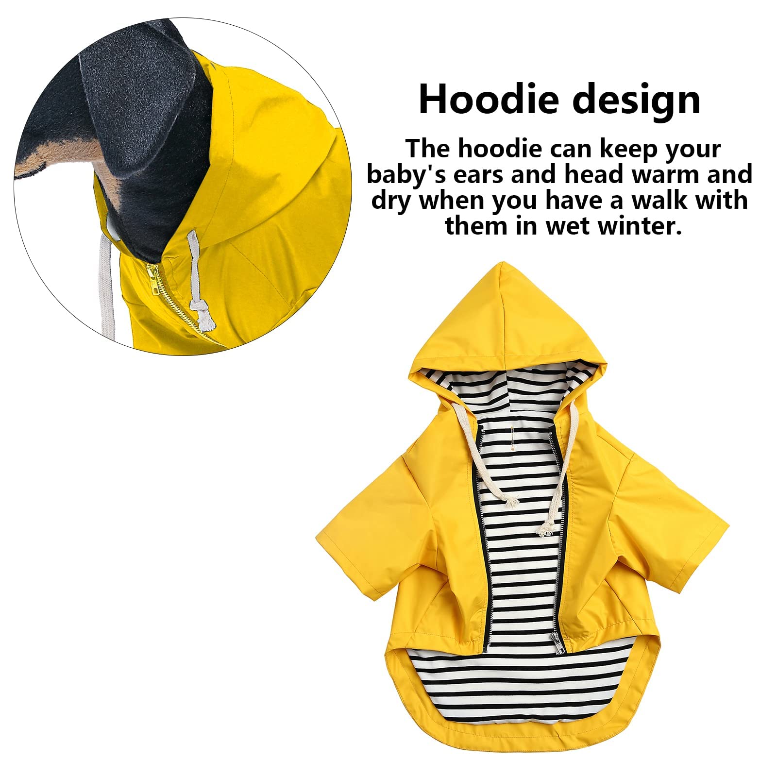 Impermeabile per Cani con Cappuccio, Impermeabile/Pioggia, Coulisse Regolabile, Design Tascabile, Elegante Impermeabile per Cani di Alta qualità (Yellow 2XL (Pack of 1))
