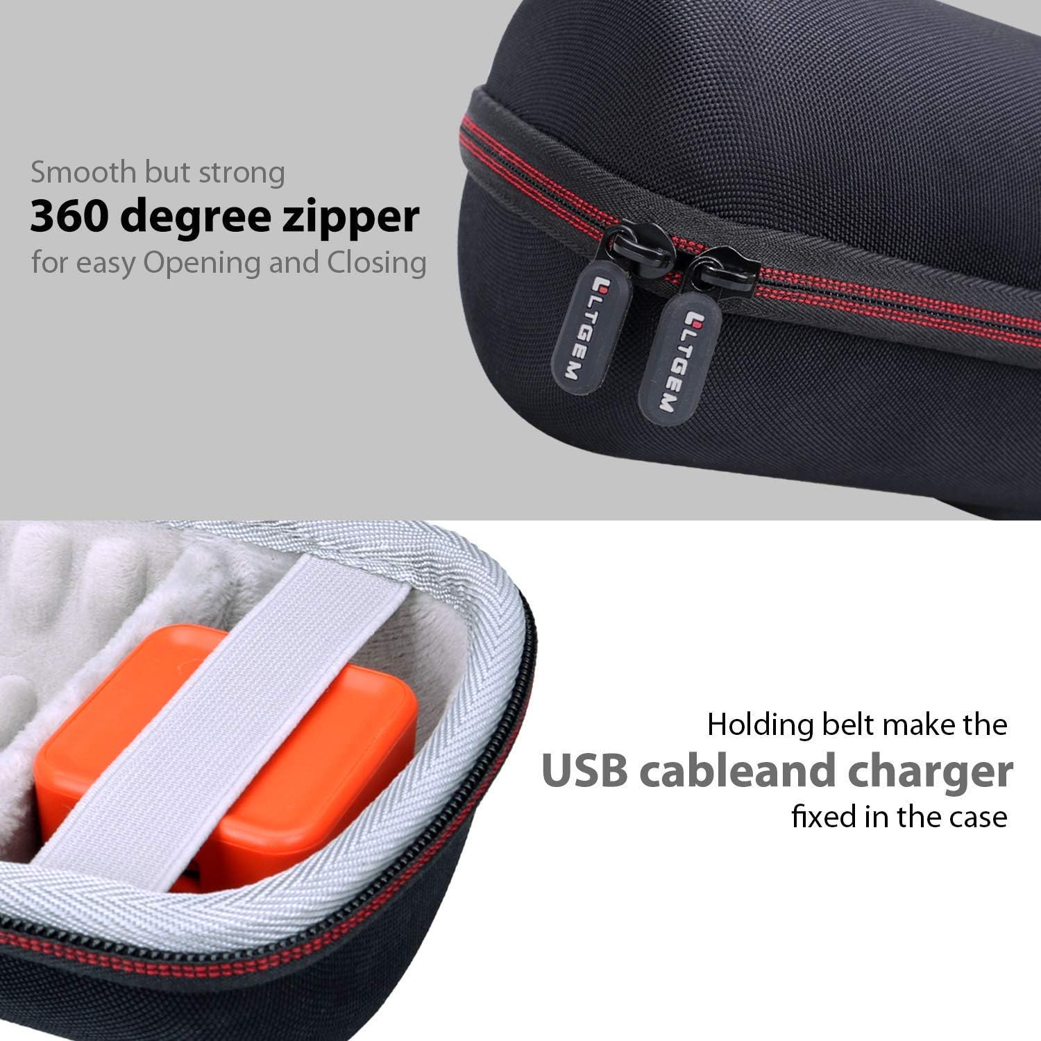 LTGEM EVA Case and Silicone Case for JBL Charge 4 Portable Waterproof Speaker-Pink